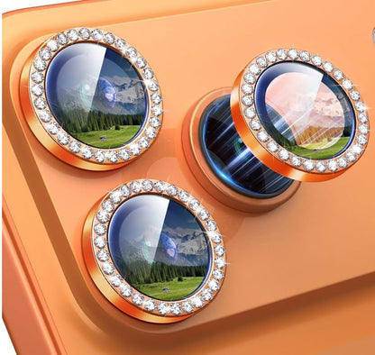 ZORA for 17 Pro / 17 Pro Max Camera Lens Protector Bling, Individual Diamond Metal Ring with 9H Hardness, Scratch-Proof Screen Protector, Stylish Accessories, Case Friendly (Orange)