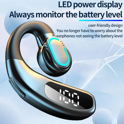 Open Ear Bluetooth 5.5 Wireless Earbuds 180° Rotatable Design Single Earpiece LED Display 72H Playtime Ear Headset for Cell Phone