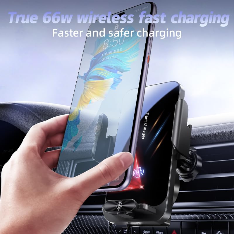 Magnetic Phone Holder Wireless Car Charger Phone Mount, Black
