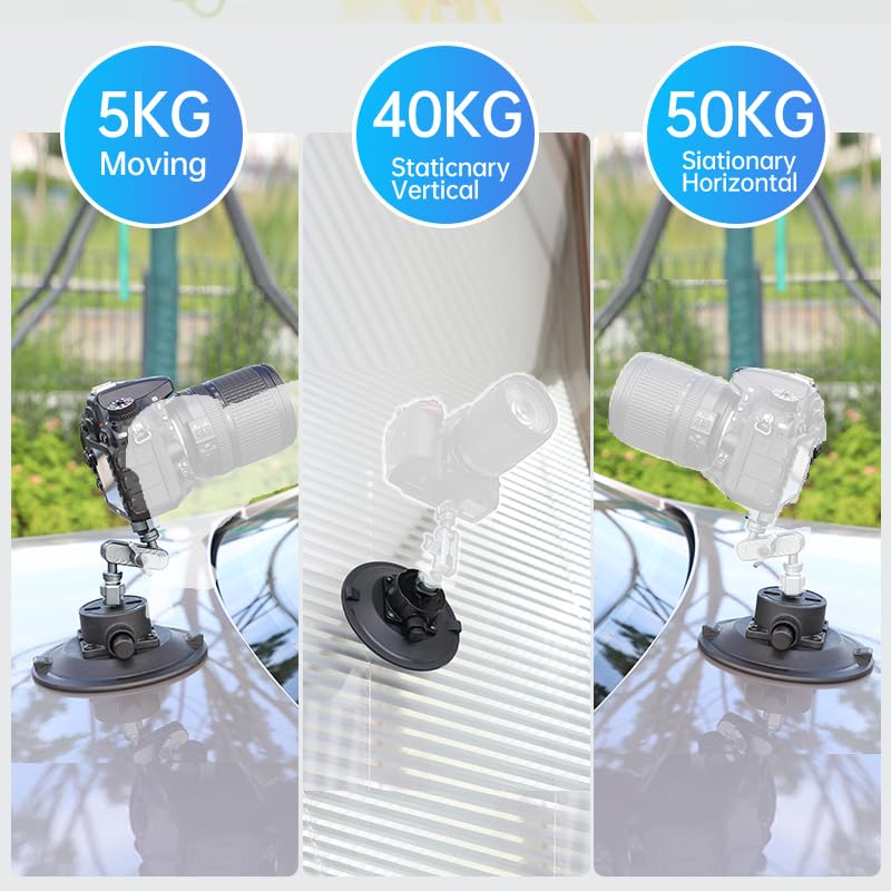 6" Camera Suction Cup Mount, Heavy Duty Pump Vacuum Mount - size: 6” Plastic