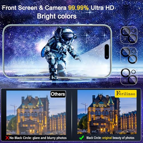 Ferilinso Screen Protector for iPhone 15, Tempered Glass, Case Friendly - size: iPhone 15-6.1 INCH