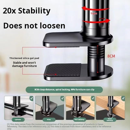 Gooseneck Phone Holder for Bed, 39.4 Inch Flexible Cell Phone Stand with Clamp, Adjustable Overhead Phone Mount for Desk, Bedside, Video Recording, Live Streaming, Compatible with iPhone & Smartphones