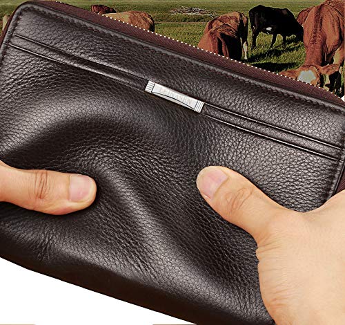 Mens Wallet Long Purse Leather Clutch Large Business Handbag Phone Card Holder Case Gift for Men Father Son Husband Boyfriend - color: Brown