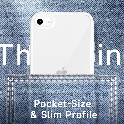 LoeoeL for iPhone SE 2022/2020/ 7/8 Case Clear, Transparent Hybrid SE Phone Case [Hard Plastic & Soft Silicone Bumper] Acrylic Non Yellowing Thin Slim Protective Cover, White - color: White, size: SE / 7 / 8