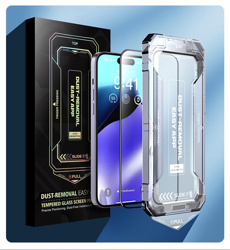 Screen Protector Fit for iPhone 17 Pro/iPhone 16/15/14/13,Auto-Alignment One Touch,Auto Dust-Elimination Install Bubble Free, Tempered Glass Protector,Scratch Resistent (iPhone 16 Pro) - size: iPhone 16 Pro
