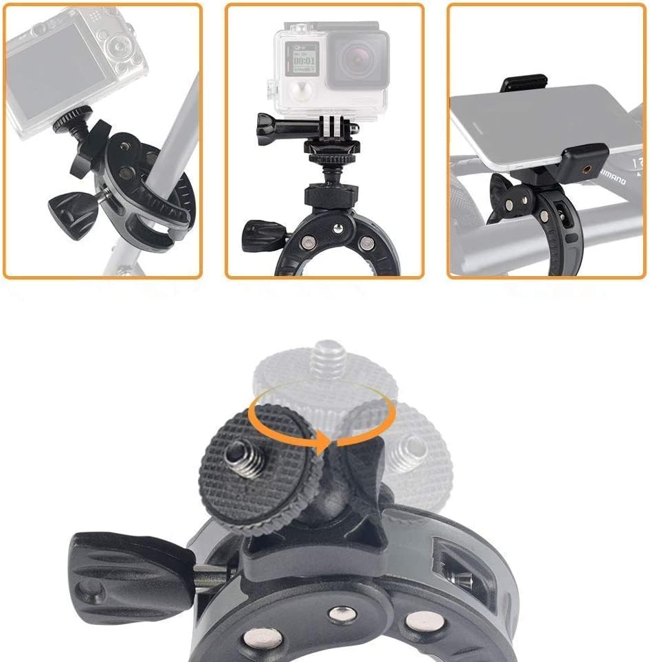 UTEBIT Camera Mount Clamp, 360° Ballhead with 1/4" Thread Holes, Black - color: Black