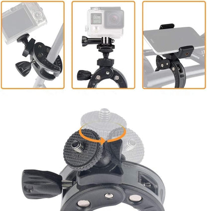 UTEBIT Camera Mount Clamp, 360° Ballhead with 1/4" Thread Holes, Black - color: Black