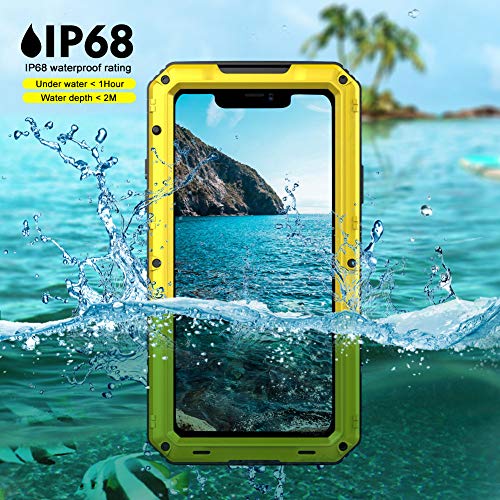Beasyjoy for iPhone 11 Pro Max Case Waterproof Metal Case Heavy Duty Built-in Screen Full Body Protective Shockproof Military Grade Yellow - color: Yellow, size: iPhone 11 Pro Max