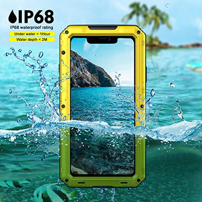 Beasyjoy for iPhone 11 Pro Max Case Waterproof Metal Case Heavy Duty Built-in Screen Full Body Protective Shockproof Military Grade Yellow - color: Yellow, size: iPhone 11 Pro Max