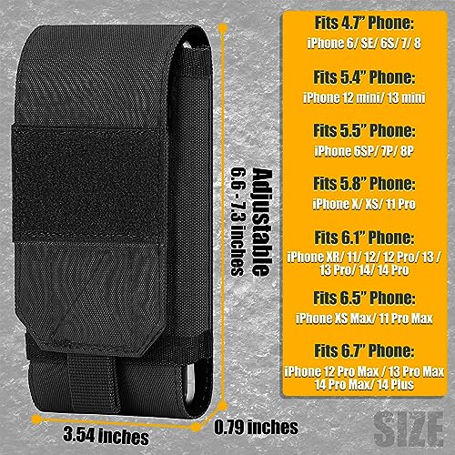 Tactical Molle Phone Case, Heavy Duty Loop Belt Holster Pouch with Flag Patch for iPhone 17 Pro Max/16 Pro Max/16 Plus/16 Pro/16/15 Pro Max/14 Pro Max/13 Pro Max, for Galaxy S24 Ultra - color: Black