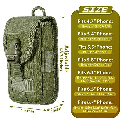 SOWHUP Tactical Molle Pouch Cell Phone Pouch Holster Small Utility EDC Pouch Gadget Organizer Bag - color: Army Green2