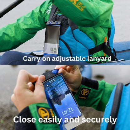 Aquapac Waterproof Phone Case, Medium, Black | iPhone and Android, Made in The UK, Hiking, Mountain Biking, Running Accessory, Floating, IPX8 certified to 30 ft deep. - color: Black, size: Medium