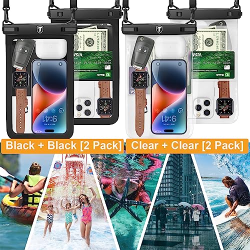 Extra Large Waterproof Phone Pouch Bag Case for Samsung Galaxy S25 Ultra S24 Plus S23 Note 20 A36 A35 A16 A15 iPhone 16E 16 Pro Max [Up to 10"] [2-Pack] IPX8 Vacation Cellphone Dry Bag-Clear