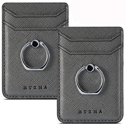 Card Holder for Phone Case 2Pc, RFID Leather Phone Wallet with Ring | Phone Wallet Stick On Back Of Phone Case.Credit Card/ID/Pocket Phone Card Holder for iPhone Andriod. Viewing Freely - color: Black