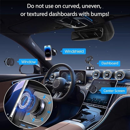 2026 Upgraded Magnetic Car Phone Mount — 70-Pound Ultra-Strong Vacuum Suction Cup, 360° Rotation, Suitable for Cars/Gyms/Mirrors/Smooth Surfaces, Compatible with iPhone, Android, and All Smartphones