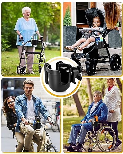 BUNDLEPRO Stroller Cup Holder with Phone Holder, 2-in-1, Black - color: BLACK