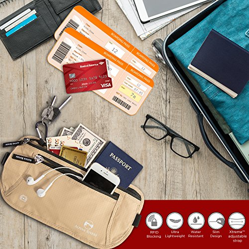 Alpine Rivers Money Belt for Travel - RFID Hidden Wallet, Sahara Sand - color: Sahara Sand