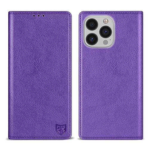 ZZXX iPhone 13 Pro 6.1 inch Cellular Phone Case, Wallet with RFID Blocking, Card Slot, Magnetic Leather Flip Protective Cover (Purple) - color: Purple, size: iPhone 13 Pro