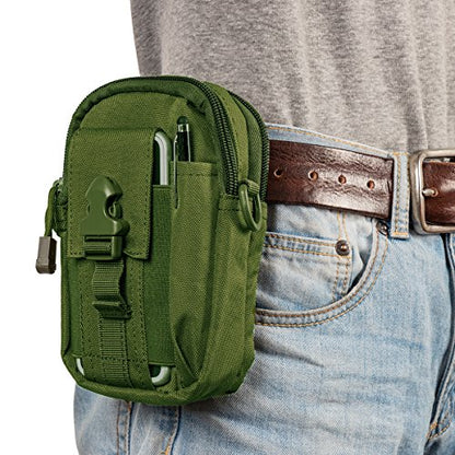 Tactical Molle Phone Pouch Nylon Multi-Purpose EDC Pouch Utility Waist Bag Tool Holster with Shoulder Strap for 4.7"-6.7" Smartphone - color: Green