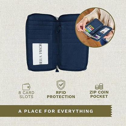 Bella Taylor Cell Phone Wristlet, Quilted Phone Wallet for Women | Lightweight, RFID blocking, phone pocket, built-in wallet, card organizer, coin pocket, secure zipper, quality construction - color: Columbus