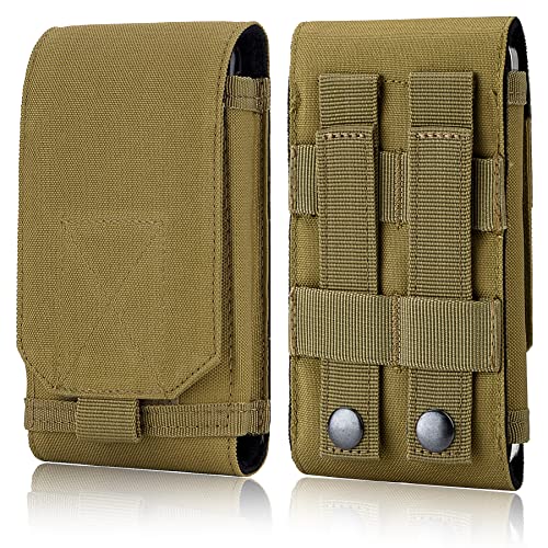 Tactical Molle Phone Holster Pouch, Universal Belt Waist Bag for iPhone 17 Pro Max/17 Pro/17/16 Pro Max/15 Pro Max/14 Pro Max/13/12, Samsung S25 Ultra/S24/S23, Size L - color: Khaki(1 Pack)