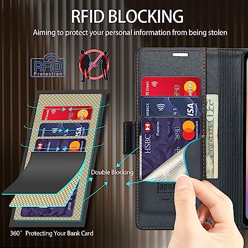 Samsung Galaxy S21+ Plus 5G Case,Samsung Galaxy S21 Plus 5G Wallet Case with Card Holder RFID Blocking Kickstand Magnetic,Leather Flip Case for Samsung Galaxy S21+ 5G 6.7 Inch (Fashion Black) - color: Fashion Black, size: S21+ Plus 6.7"