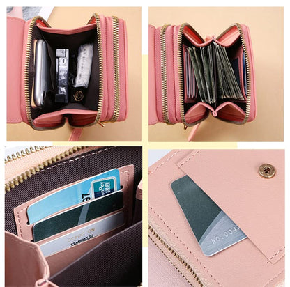 Anti-Theft Leather Bag,Small Crossbody Cell Phone Purse Wallet for Women,RFID Block Phone Purse Crossbody with Shoulder Strap - color: Green