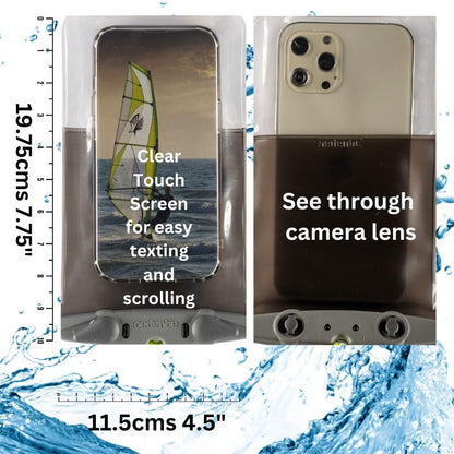 Aquapac Waterproof Phone Case, Large, Black | iPhone and Android, Made in The UK, Hiking, Mountain Biking, Running Accessory, Floating, IPX8 certified to 30 ft deep. - color: Black, size: Large