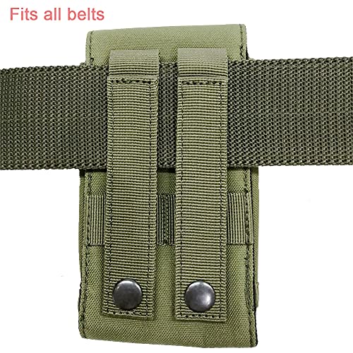 Universal Tactical Molle Phone Pouch Cellphone Holder | Mobile Holster Belt Smartphone Pouch for iPhone 17 Pro Max/Air/17 Pro/ iphone17/16 /15 /14 /13/12 Pro Max/iphone 16/15/14Plus - color: ARMY GREEN