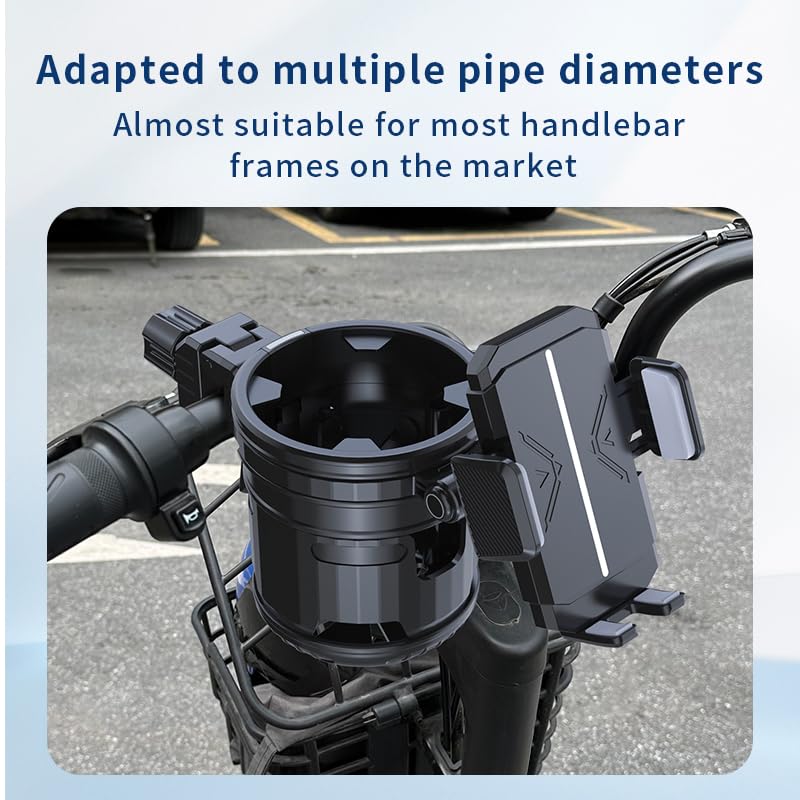 3-in-1 Stroller Cup Phone Holder Attachment, Universal Cup Holder with Adjustable Phone Mount, Double Cup Holder for Walker, Wheelchair, Fits Most Donna, Uppababy, Bugaboo, Anti-Slip & Easy Install