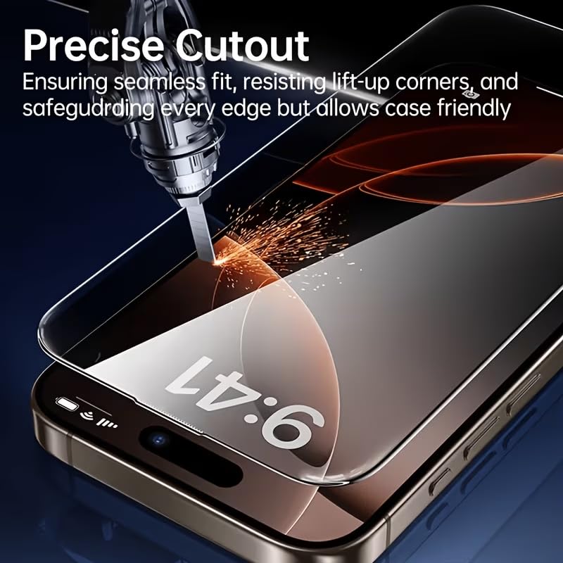 5-Pack HD Clear Tempered Glass Screen Protector, 9H Hardness Anti-Fingerprint 2.5D Curved Edge High Transmittance Middle Aluminum Glass for iPhone 16 Pro Max (15PROMAX)
