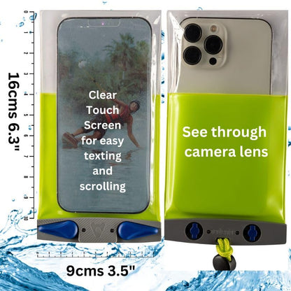 Aquapac Waterproof Phone Case, Medium, Black | iPhone and Android, Made in The UK, Hiking, Mountain Biking, Running Accessory, Floating, IPX8 certified to 30 ft deep. - color: Black, size: Medium