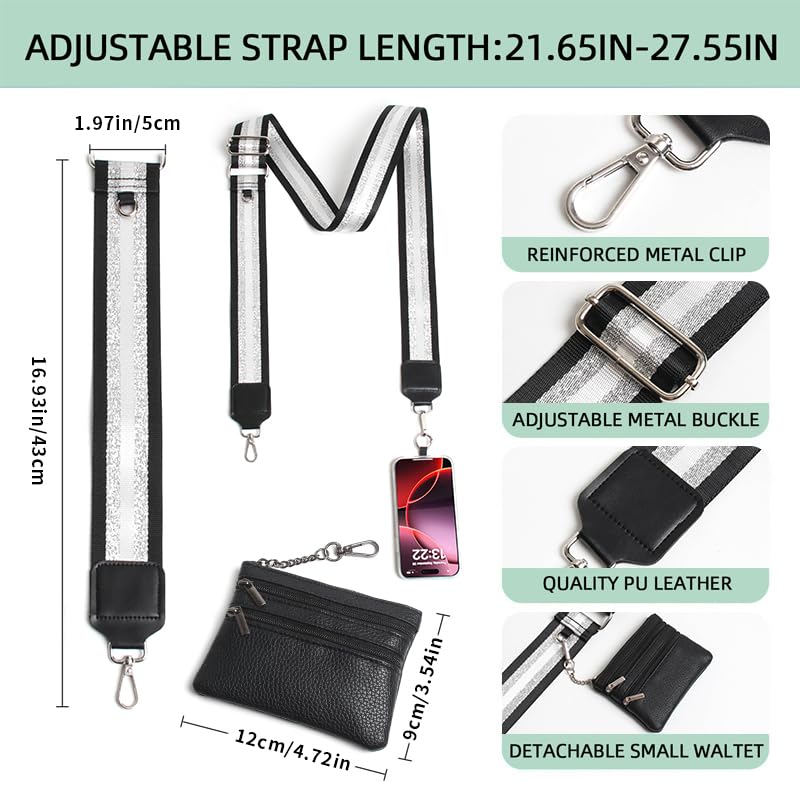 Clip and Go Strap for Phone with Wallet Crossbody - color: Rose Gold