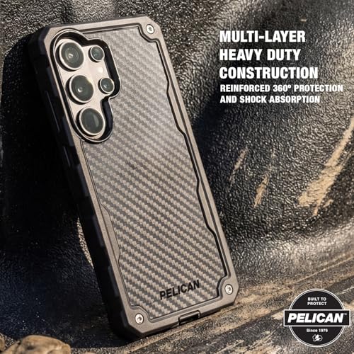 Pelican Shield Samsung Galaxy S26 Ultra Case - Rugged Phone Case - Carbon | Magnetic & Wireless Charging Case w/24ft Military-Grade Drop Protection & Belt Clip Holster for Samsung Galaxy S26 Ultra - color: Carbon, size: Samsung Galaxy S26 Ultra