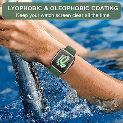 Compatible for Apple Watch Seires 9 8 7 Screen Protector 41mm, Tempered Glass 𝐇𝐢𝐝𝐞 𝐒𝐜𝐫𝐚𝐭𝐜𝐡𝐞𝐬 Full Coverage Bubble Free HD Film for iWatch Seires 9/8/7 41mm - 2 Pack - size: 41mm