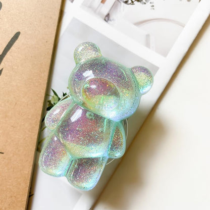 3D Gummy Bear Phone Grip Stand Cute Gummy Bear Style Expandable Collapsible Mobile Phone Grip Stand Holder Comfortable to Hold Phone Grips for Smartphone & Tablet Cell Phone (Green) - color: Green