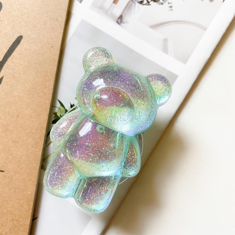3D Gummy Bear Phone Grip Stand Cute Gummy Bear Style Expandable Collapsible Mobile Phone Grip Stand Holder Comfortable to Hold Phone Grips for Smartphone & Tablet Cell Phone (Green) - color: Green