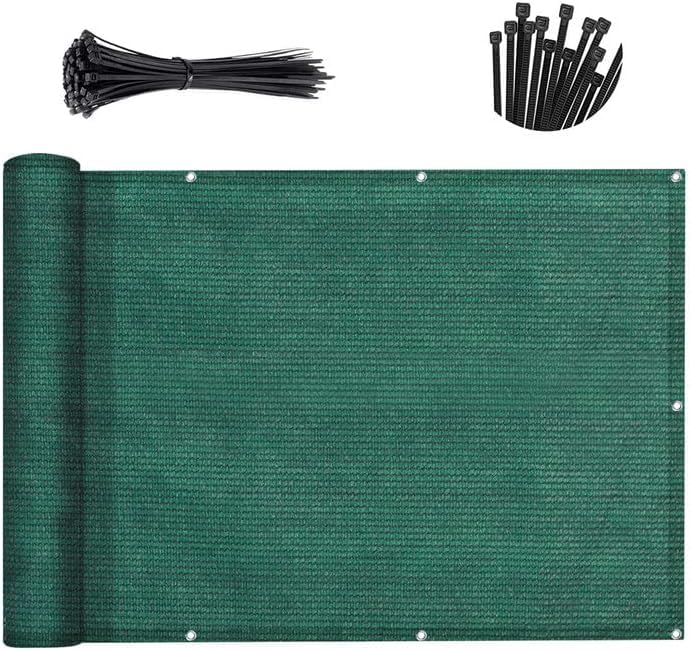 SUNNY GUARD 3' x 10' Balcony Privacy Screen, HDPE Patio Railing Cover Fence - color: Dark Green, size: 0 3' x 1 0'