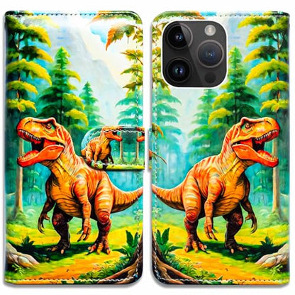 RFID Safe Case for iPhone 15 Pro Max,RFID Blocking,Tyrannosaurus Dinosaur Leather Flip Phone Case Wallet Cover with Card Slot Holder Kickstand for iPhone 15 Pro Max - color: Tyrannosaurus Dinosaur
