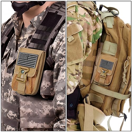 SOWHUP Tactical Molle Pouch Cell Phone Pouch Holster Small Utility EDC Pouch Gadget Organizer Bag - color: Tan3
