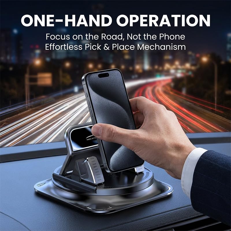 Car Phone Holder with 360 Degree Rotation 2026 Dashboard Phone Mount, 1PC
