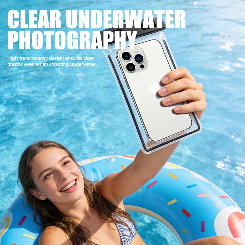 Waterproof Phone Pouch 2 Pack Universal IPX8 Waterproof Cell Phone Dry Bags for iPhone 17/16/15/14/13 Pro Max Beach Pool Kayak Cruise - color: Black&Pink
