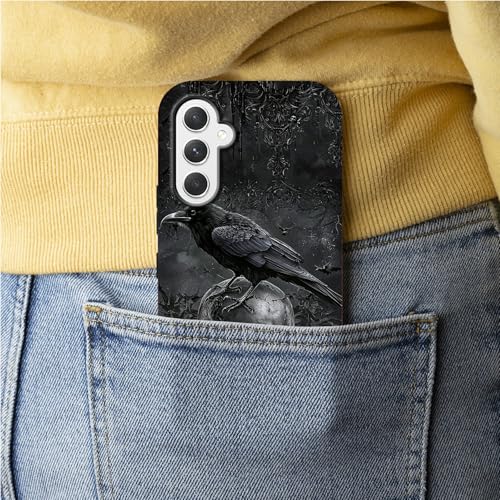 Crow Skull Phone Case for Samsung Galaxy S25, Dual Layer Shockproof Rugged Cover with Soft TPU + Hard PC, Anti-Scratch Slim Fit Wireless Charging Compatible - color: Crow Skull, size: 6.2" Galaxy S25
