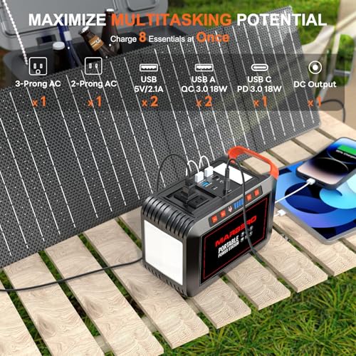 MARBERO 148Wh Solar Generator with Panels Included Solar Panel Kit 40W - color: Light Red Black