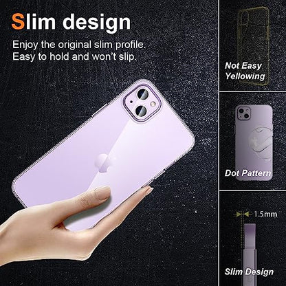 Crystal Clear iPhone 14 Plus Case.Soft Slim Fit Transparent Plastic TPU Protective Silicone Cover Phone Cases for iPhone 14 Plus [Slim Thin & Comfort Grip] [Shockproof] - size: iPhone 14 plus case