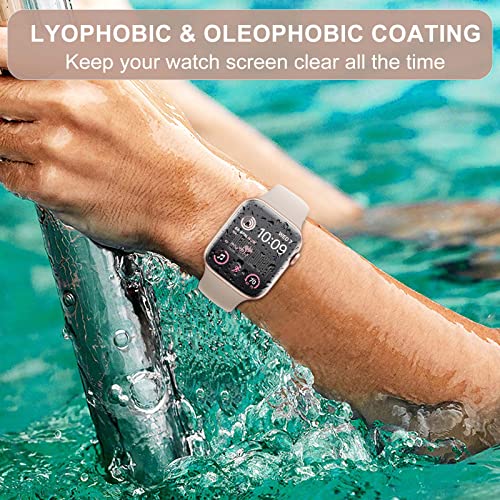 for Apple Watch Screen Protector 44mm SE Series 6/5/4, Tempered Glass 𝐇𝐢𝐝𝐞 𝐒𝐜𝐫𝐚𝐭𝐜𝐡𝐞𝐬 Full Coverage Bubble Free HD Film for iWatch 44mm Accessories - 2 Pack - size: 44mm