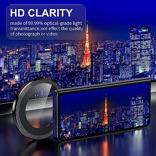 Zeking [2 Pack for Samsung Galaxy Z Fold5/A25 5G Camera Lens Protector, 9H Tempered Glass Camera Cover Metal Individual Ring for Galaxy Z Fold5 5G [Installation Tray Alignment Kit](Black)