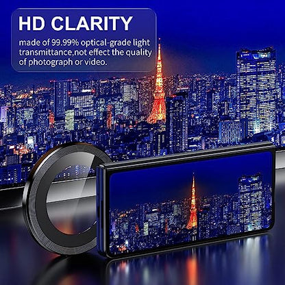 Zeking [2 Pack for Samsung Galaxy Z Fold5/A25 5G Camera Lens Protector, 9H Tempered Glass Camera Cover Metal Individual Ring for Galaxy Z Fold5 5G [Installation Tray Alignment Kit](Black)