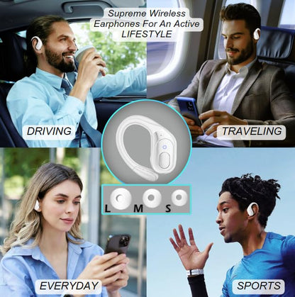 Groove Wireless Bluetooth Earbuds Over Ear Electronics | 4-in-1 Kit | Includes (2) Ear Buds (1) Rechargeable Case with Cable (1) Wireless Charging Pad for Mobile Phone (1) Travel Bag | Travel Kit - color: White