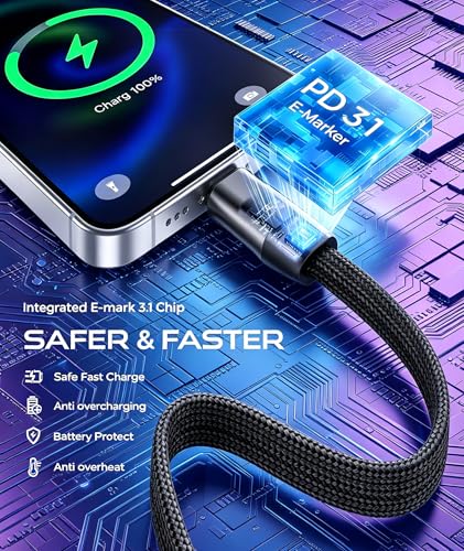 240W USB C to USB C Cable Fast Charging Cable 5FT for Samsung Galaxy S26 S25 Ultra S24 A37 A57 A36 A17 with Built-in Phone Stand,Invisible Stand Flat Charging USB C Cord Right Angle for iPhone 17 16e